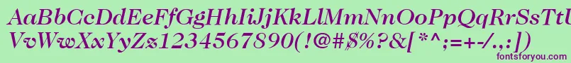 フォントItcCaslon224LtMediumItalic – 緑の背景に紫のフォント