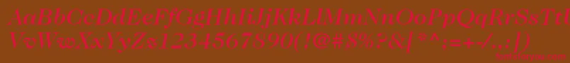 Fonte ItcCaslon224LtMediumItalic – fontes vermelhas em um fundo marrom