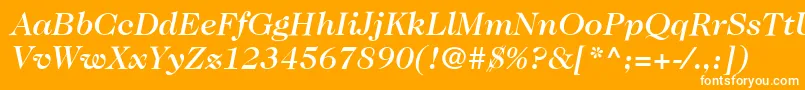 ItcCaslon224LtMediumItalic-fontti – valkoiset fontit oranssilla taustalla