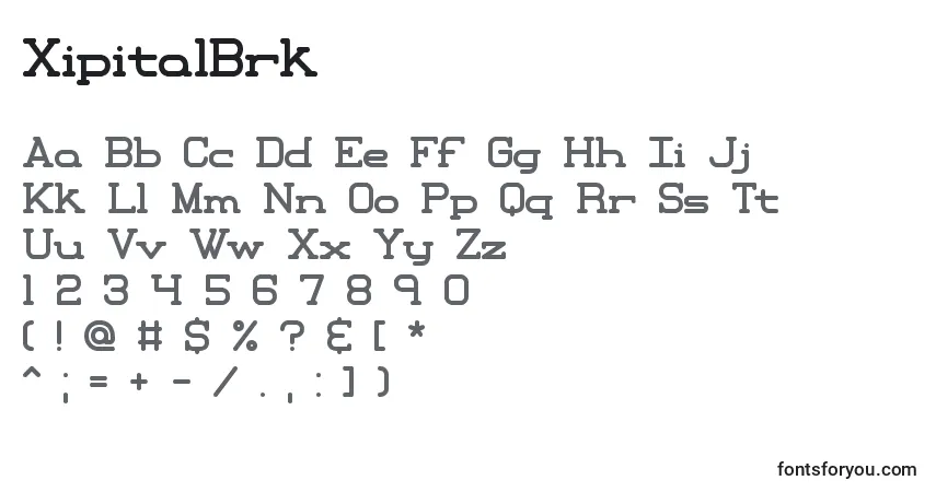 Schriftart XipitalBrk – Alphabet, Zahlen, spezielle Symbole