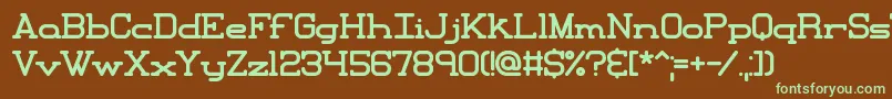 フォントXipitalBrk – 緑色の文字が茶色の背景にあります。