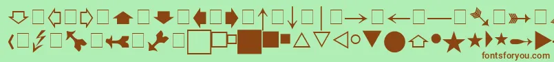 Fonte Pigrapha – fontes marrons em um fundo verde