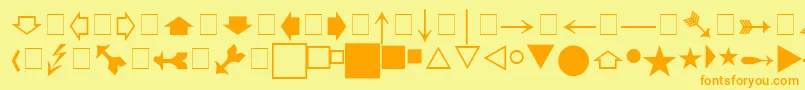 フォントPigrapha – オレンジの文字が黄色の背景にあります。