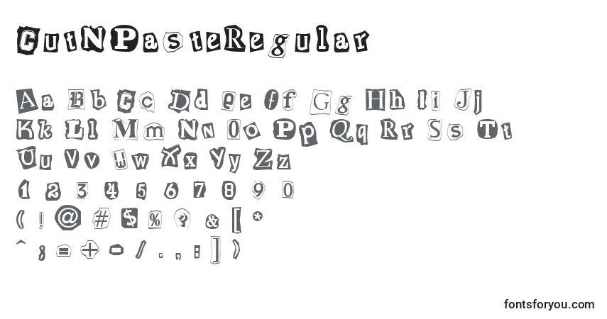 Schriftart CutNPasteRegular – Alphabet, Zahlen, spezielle Symbole