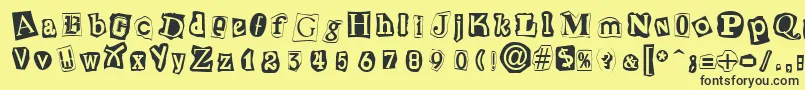 CutNPasteRegular Font – Black Fonts on Yellow Background