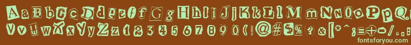 CutNPasteRegular Font – Green Fonts on Brown Background
