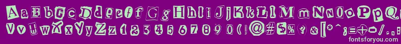 CutNPasteRegular Font – Green Fonts on Purple Background