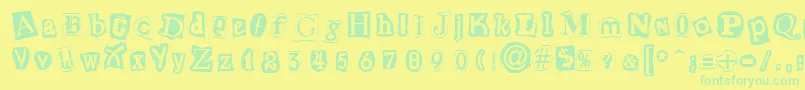 CutNPasteRegular Font – Green Fonts on Yellow Background