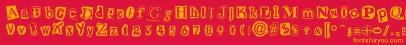 フォントCutNPasteRegular – 赤い背景にオレンジの文字
