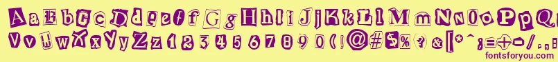 CutNPasteRegular Font – Purple Fonts on Yellow Background