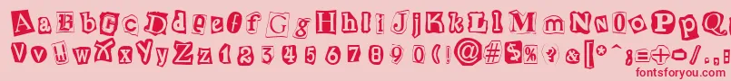 フォントCutNPasteRegular – ピンクの背景に赤い文字