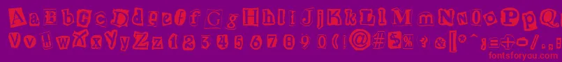 CutNPasteRegular Font – Red Fonts on Purple Background