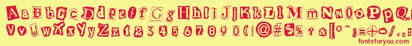 フォントCutNPasteRegular – 赤い文字の黄色い背景