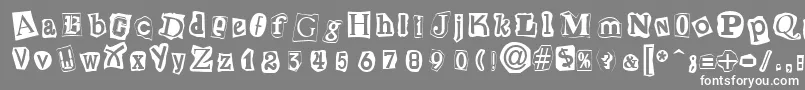 フォントCutNPasteRegular – 灰色の背景に白い文字