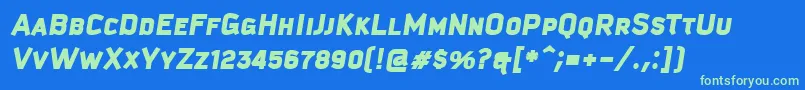 KautivaCapsBlackItalic Font – Green Fonts on Blue Background