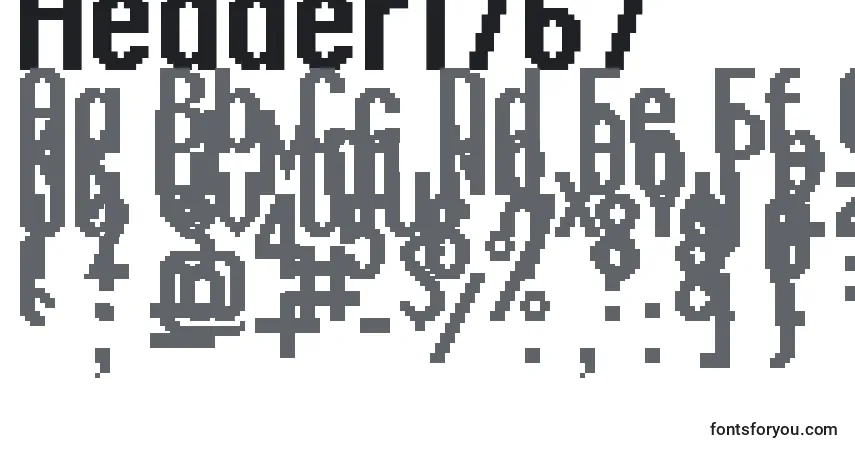 Schriftart Header1767 – Alphabet, Zahlen, spezielle Symbole