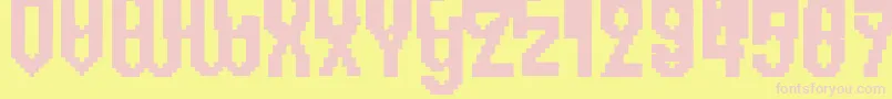 Header1767-fontti – vaaleanpunaiset fontit keltaisella taustalla
