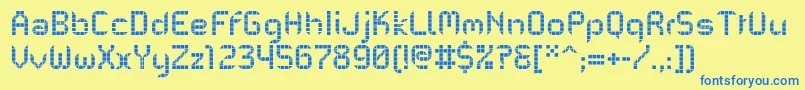 フォントPfMechanicaBProGridone – 青い文字が黄色の背景にあります。