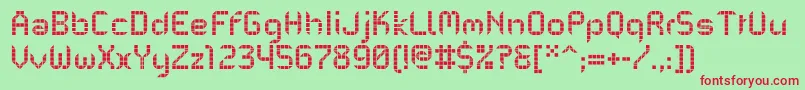 PfMechanicaBProGridone Font – Red Fonts on Green Background