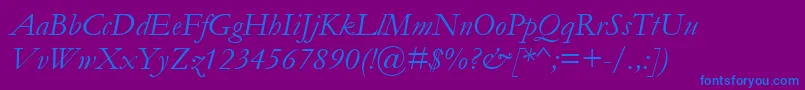 GaramondItalic-fontti – siniset fontit violetilla taustalla