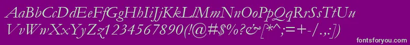 GaramondItalic Font – Green Fonts on Purple Background