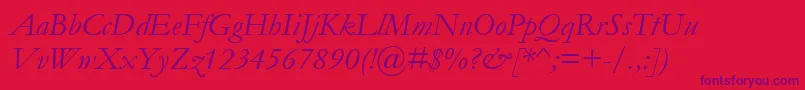 GaramondItalic Font – Purple Fonts on Red Background