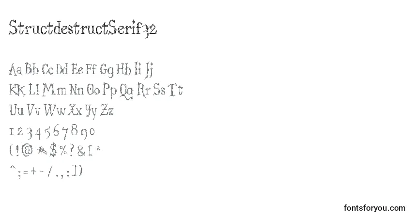 Czcionka StructdestructSerif32 – alfabet, cyfry, specjalne znaki