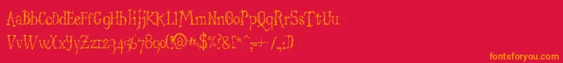 フォントStructdestructSerif32 – 赤い背景にオレンジの文字