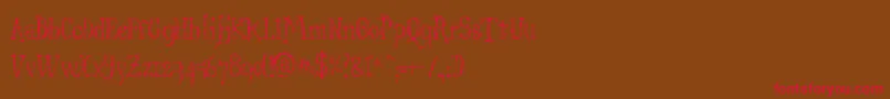 フォントStructdestructSerif32 – 赤い文字が茶色の背景にあります。