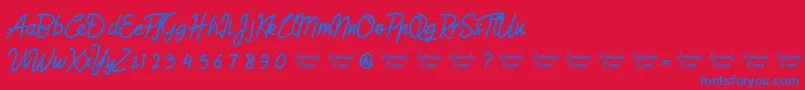 HumienlyDemo Font – Blue Fonts on Red Background