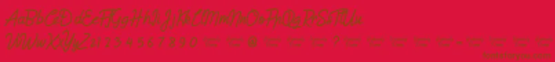 HumienlyDemo-Schriftart – Braune Schriften auf rotem Hintergrund