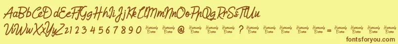 HumienlyDemo Font – Brown Fonts on Yellow Background