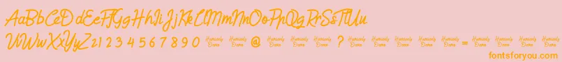 HumienlyDemo-Schriftart – Orangefarbene Schriften auf rosa Hintergrund