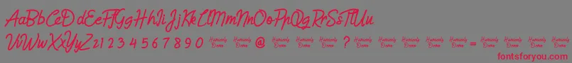 HumienlyDemo-Schriftart – Rote Schriften auf grauem Hintergrund