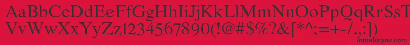 Fonte RomandeadfstdRegular – fontes pretas em um fundo vermelho
