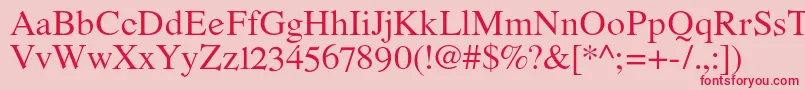 フォントRomandeadfstdRegular – ピンクの背景に赤い文字