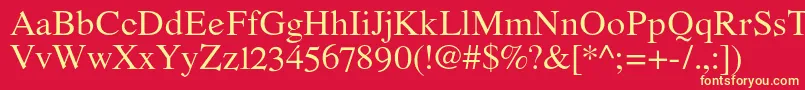 Шрифт RomandeadfstdRegular – жёлтые шрифты на красном фоне