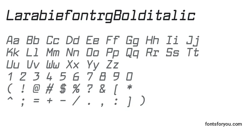 Schriftart LarabiefontrgBolditalic – Alphabet, Zahlen, spezielle Symbole