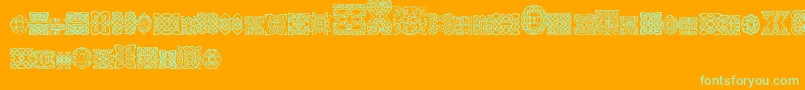 SlCelticStyle-Schriftart – Grüne Schriften auf orangefarbenem Hintergrund