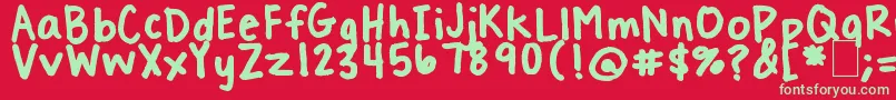 フォントTreatYoSelf – 赤い背景に緑の文字