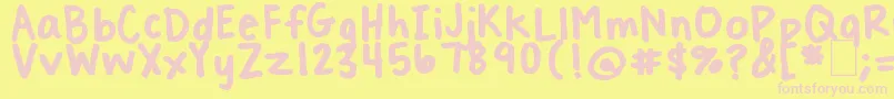 TreatYoSelf-fontti – vaaleanpunaiset fontit keltaisella taustalla