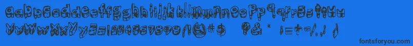 KittenMeat-Schriftart – Schwarze Schriften auf blauem Hintergrund