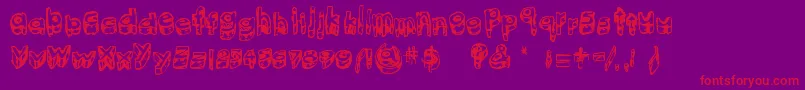 フォントKittenMeat – 紫の背景に赤い文字