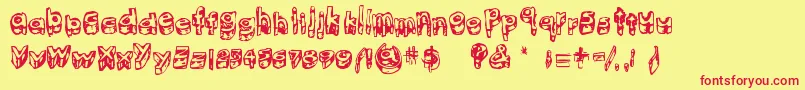 KittenMeat Font – Red Fonts on Yellow Background