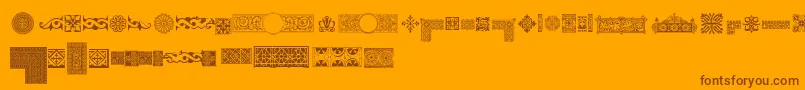 Pfornmtreasures1Regular-Schriftart – Braune Schriften auf orangefarbenem Hintergrund