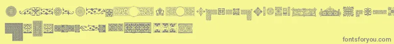 Więcej informacji o czcionce Pfornmtreasures1Regular Czcionka Pfornmtreasures1Regular – szare czcionki na żółtym tle