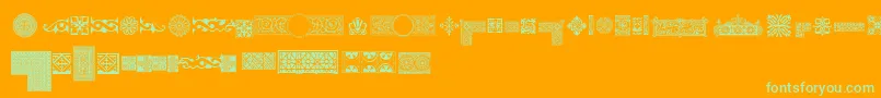 Pfornmtreasures1Regular-Schriftart – Grüne Schriften auf orangefarbenem Hintergrund