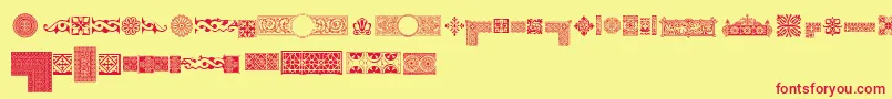 Pfornmtreasures1Regular Font – Red Fonts on Yellow Background
