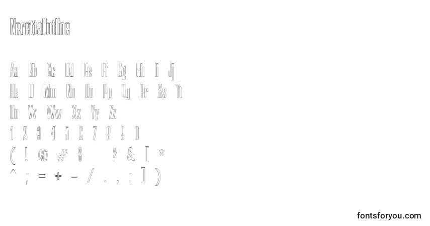 Schriftart NerettaOutline – Alphabet, Zahlen, spezielle Symbole