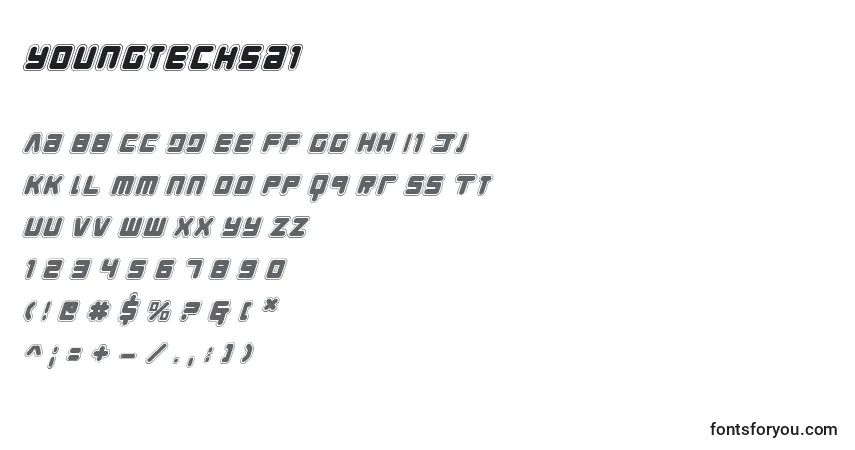 Шрифт Youngtechsai – алфавит, цифры, специальные символы